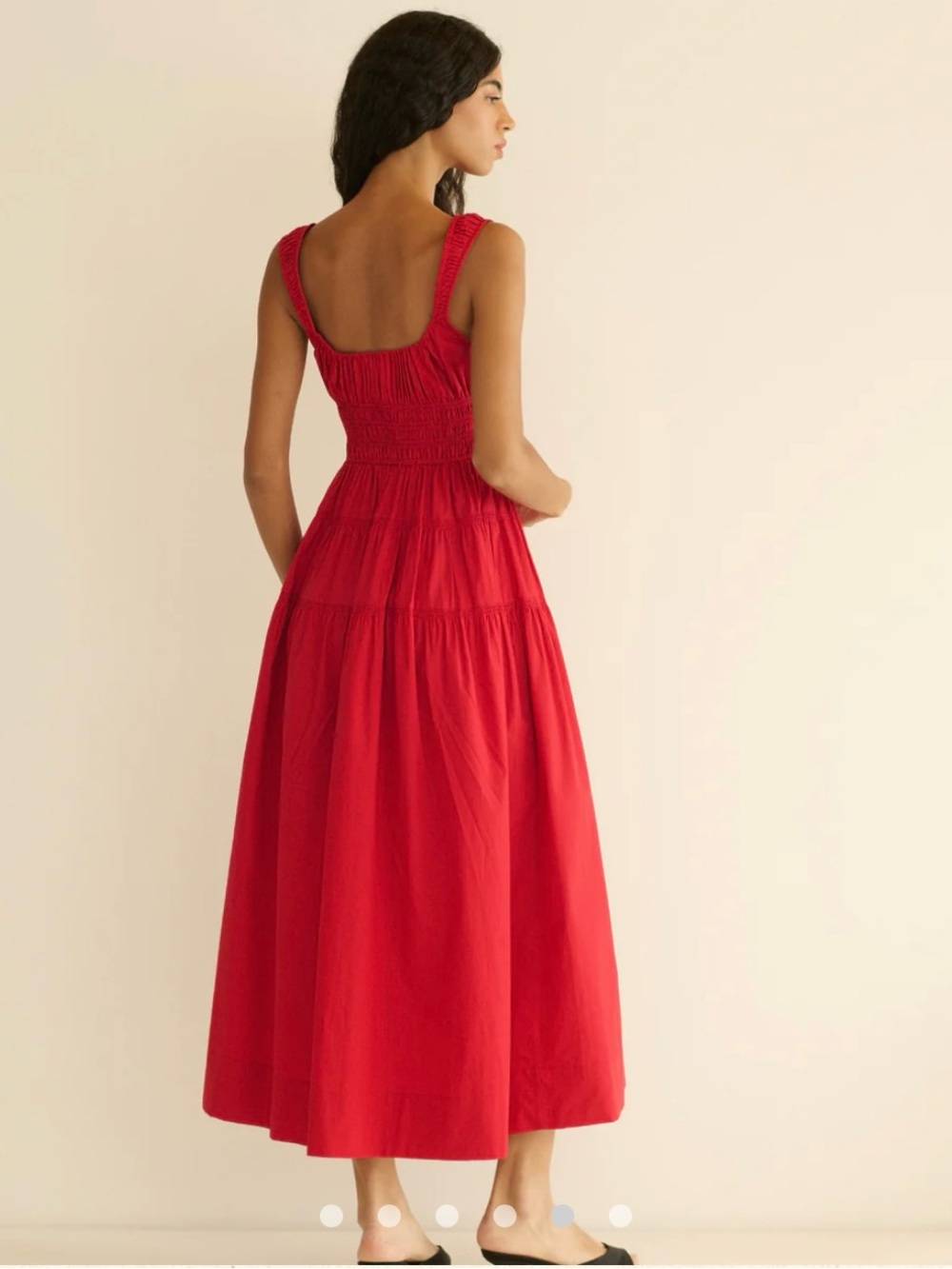 NWT Doen Clover Midi Dress Smocked Deep Tomato Small - Picture 4 of 5